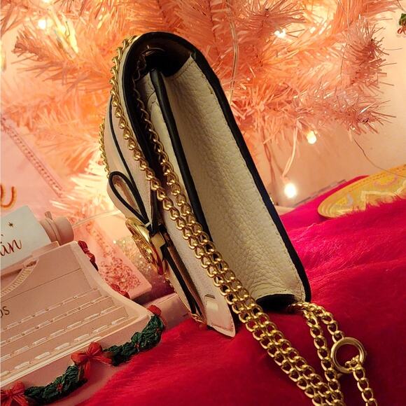 Coach 7287 Georgie Crossbody Bag Signature Canvas Chalk Gold Chain Strap Leather - Picture 10 of 12